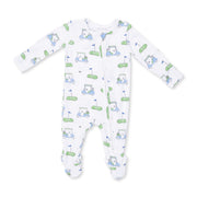Bamboo Zipper Footie -  Golf Carts Blue
