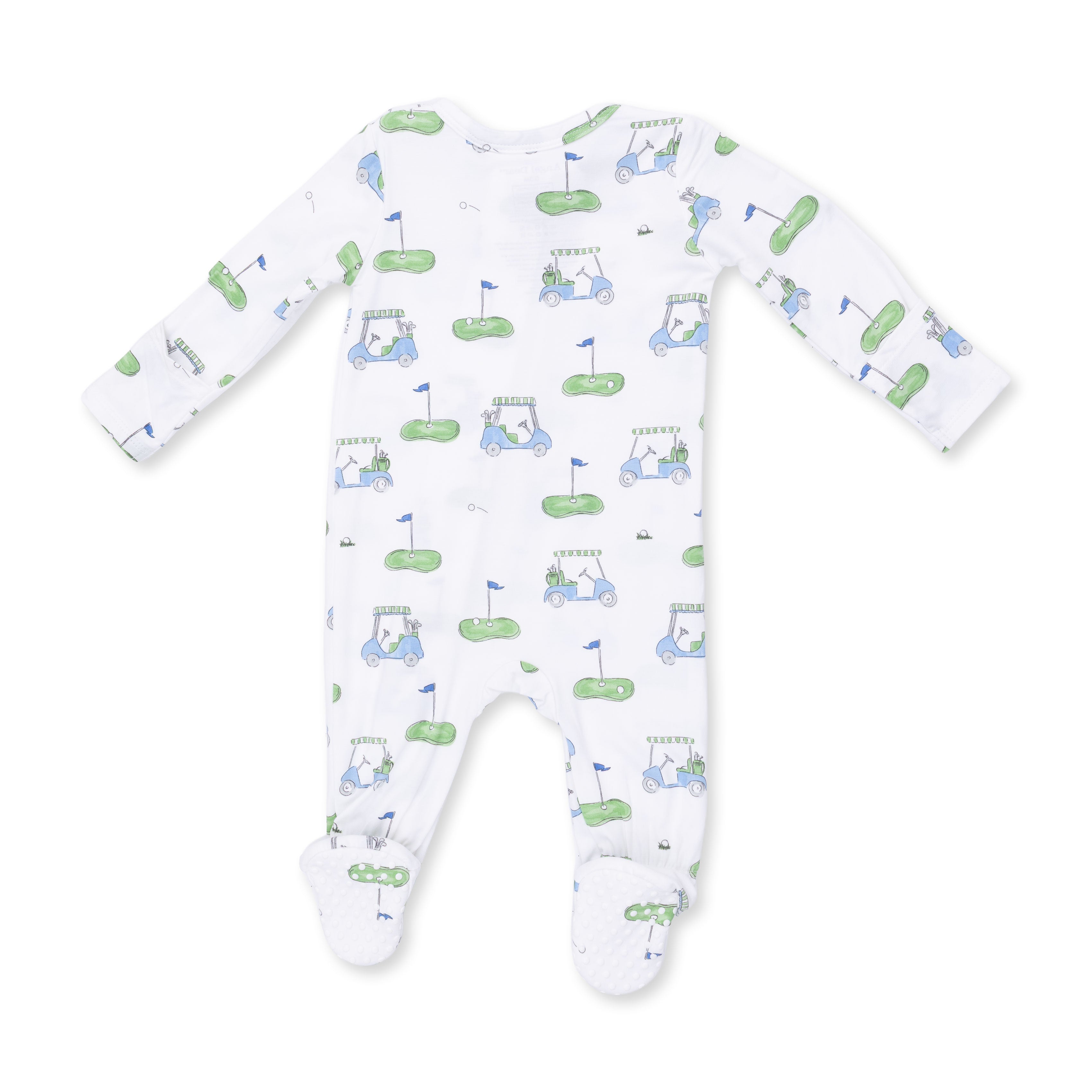 Bamboo Zipper Footie -  Golf Carts Blue