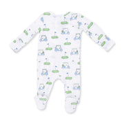 Bamboo Zipper Footie -  Golf Carts Blue