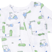 Bamboo Zipper Footie -  Golf Carts Blue