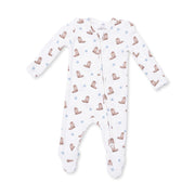 Bamboo Zipper Footie - Mini Cowboy Boots