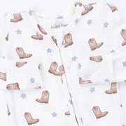 Bamboo Zipper Footie - Mini Cowboy Boots