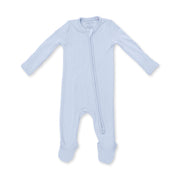 Bamboo Zipper Footie - Solid Sheer Blue Rib