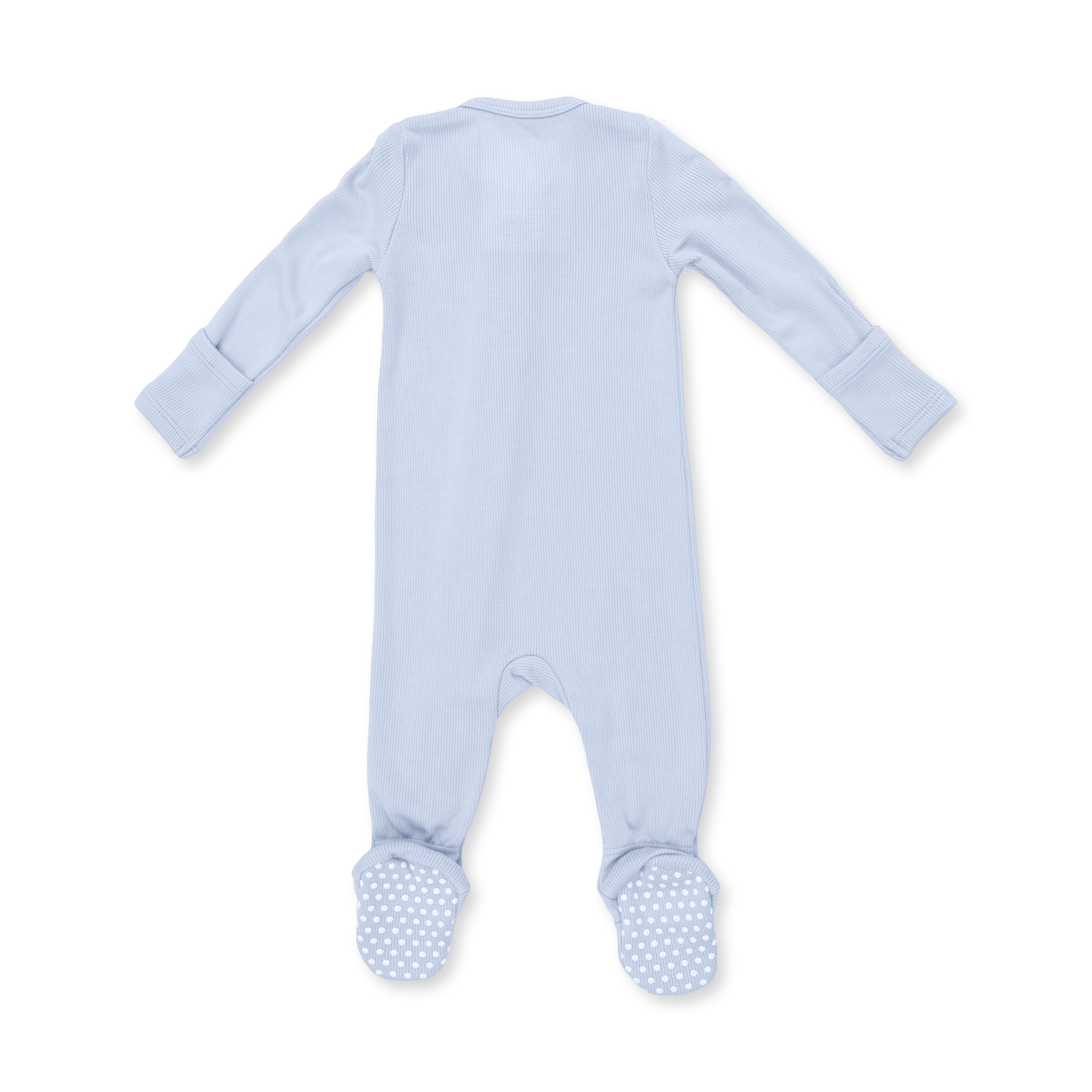 Bamboo Zipper Footie - Solid Sheer Blue Rib