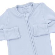 Bamboo Zipper Footie - Solid Sheer Blue Rib