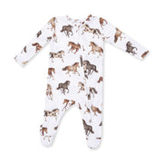 Bamboo Zipper Footie - Wild Horses