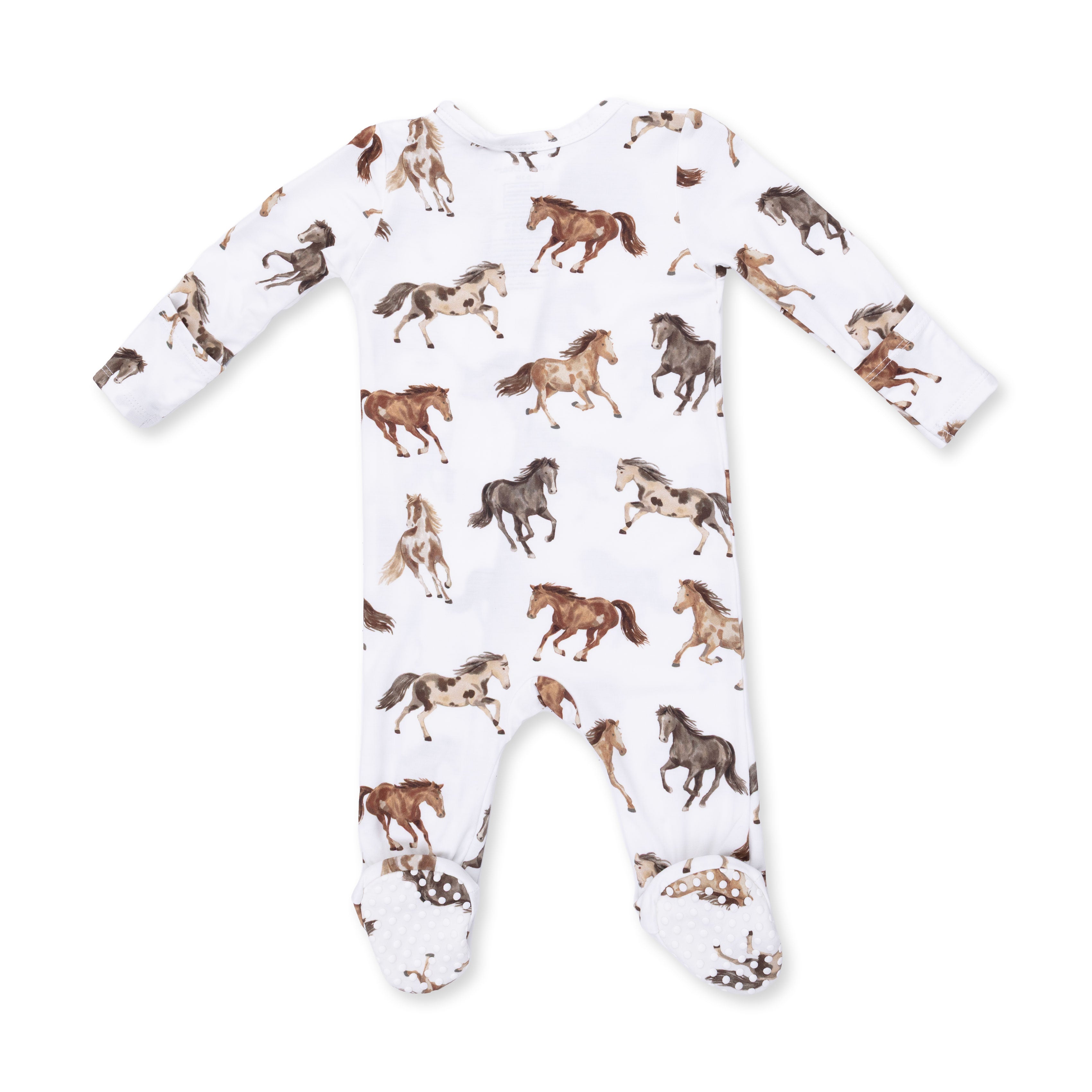 Bamboo Zipper Footie - Wild Horses