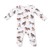 Bamboo Zipper Footie - Wild Horses