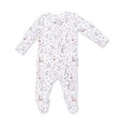 Bamboo Ruffle Back Zipper Footie - Enchanted Woodland