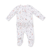 Bamboo Ruffle Back Zipper Footie - Enchanted Woodland