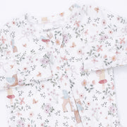 Bamboo Ruffle Back Zipper Footie - Enchanted Woodland