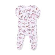 Bamboo Ruffle Back Zipper Footie - Football Cheer Nursery