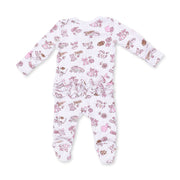 Bamboo Ruffle Back Zipper Footie - Football Cheer Nursery