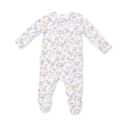 Bamboo Ruffle Back Zipper Footie - Floral Deer