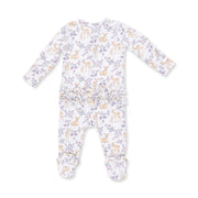 Bamboo Ruffle Back Zipper Footie - Floral Deer