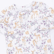 Bamboo Ruffle Back Zipper Footie - Floral Deer