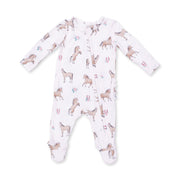 Bamboo Ruffle Back Zipper Footie - I Love Horses