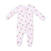 Bamboo Ruffle Back Zipper Footie - Mini Football Hearts