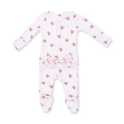 Bamboo Ruffle Back Zipper Footie - Mini Football Hearts
