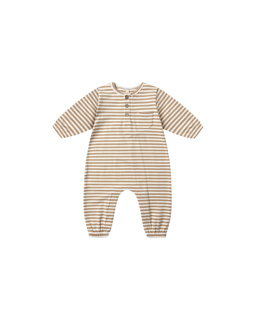 Long Sleeve Pocket Jumpsuit - Gold Stripe