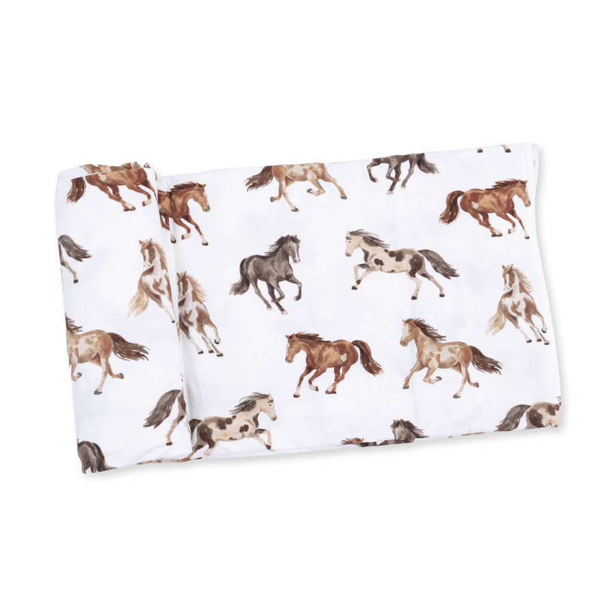 Bamboo Swaddle Blanket - Wild Horses
