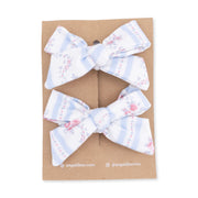 Bow Hair Clips (Set of 2) - Anna Floral Stripe