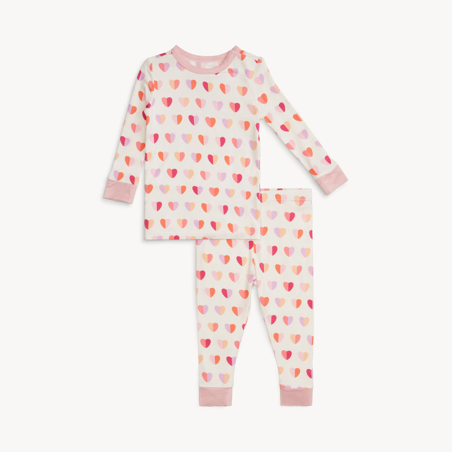 Modal Magnetic Long Sleeve Toddler Pajamas - XOXO -Pink