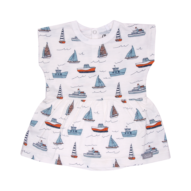 Jersey Romper - Boats on Cream