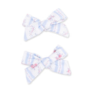 Bow Hair Clips (Set of 2) - Anna Floral Stripe