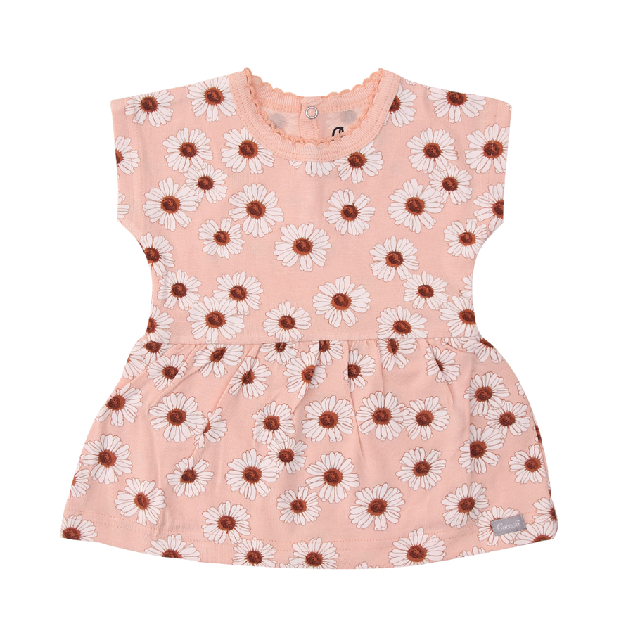 Modal Skirted Romper - Coral Pink Sunflower