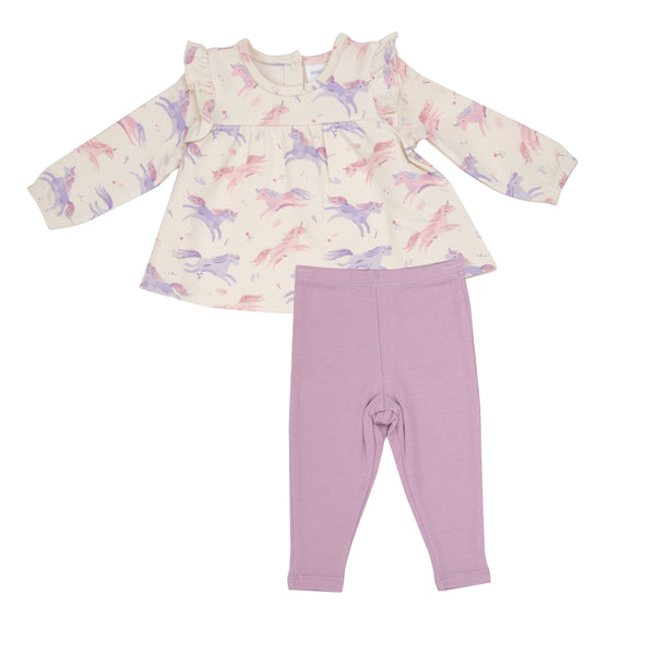 Ruffle Top Tunic and Ribbed Legging - Dreamy Unicorns