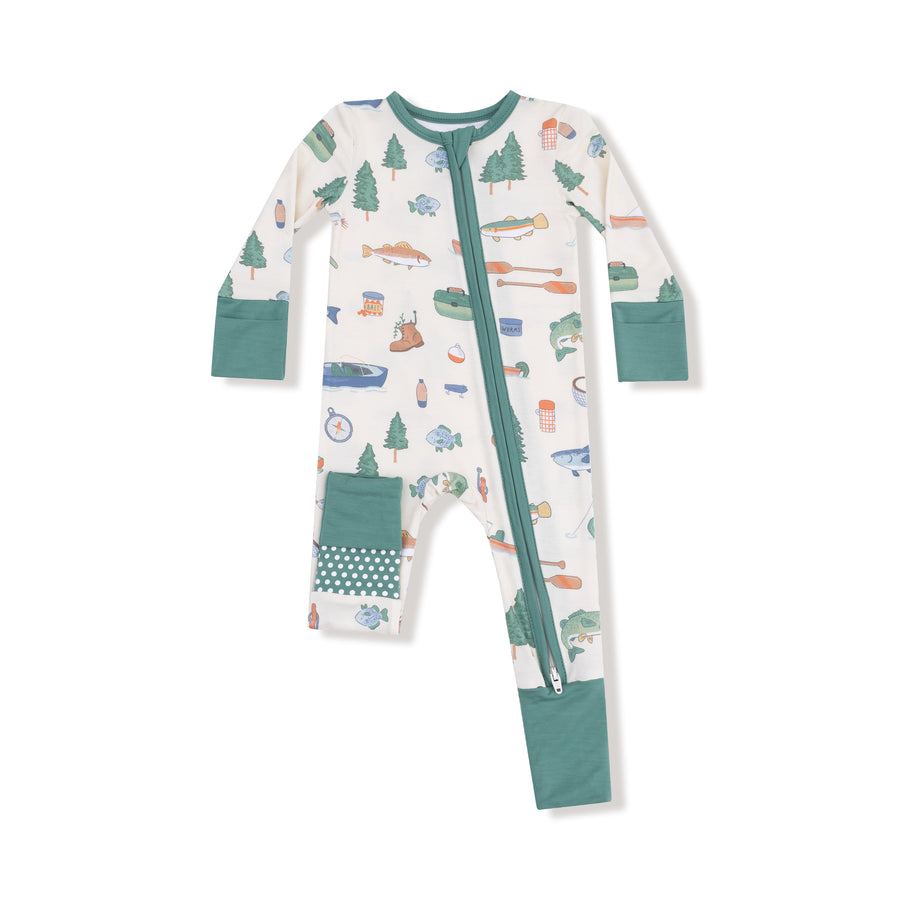 Bamboo Zipper Romper - Fishing Things