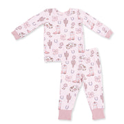 Long Sleeve Bamboo Loungewear Set - Cowgirl Boots and Bows