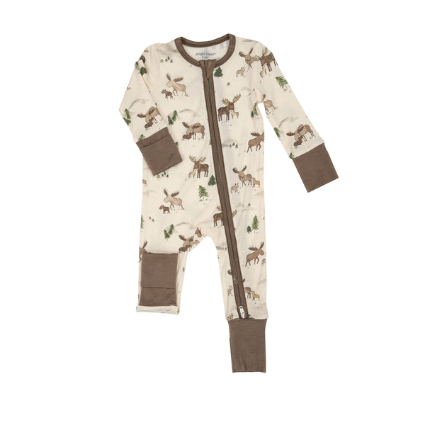Bamboo Zipper Romper - Moose Family