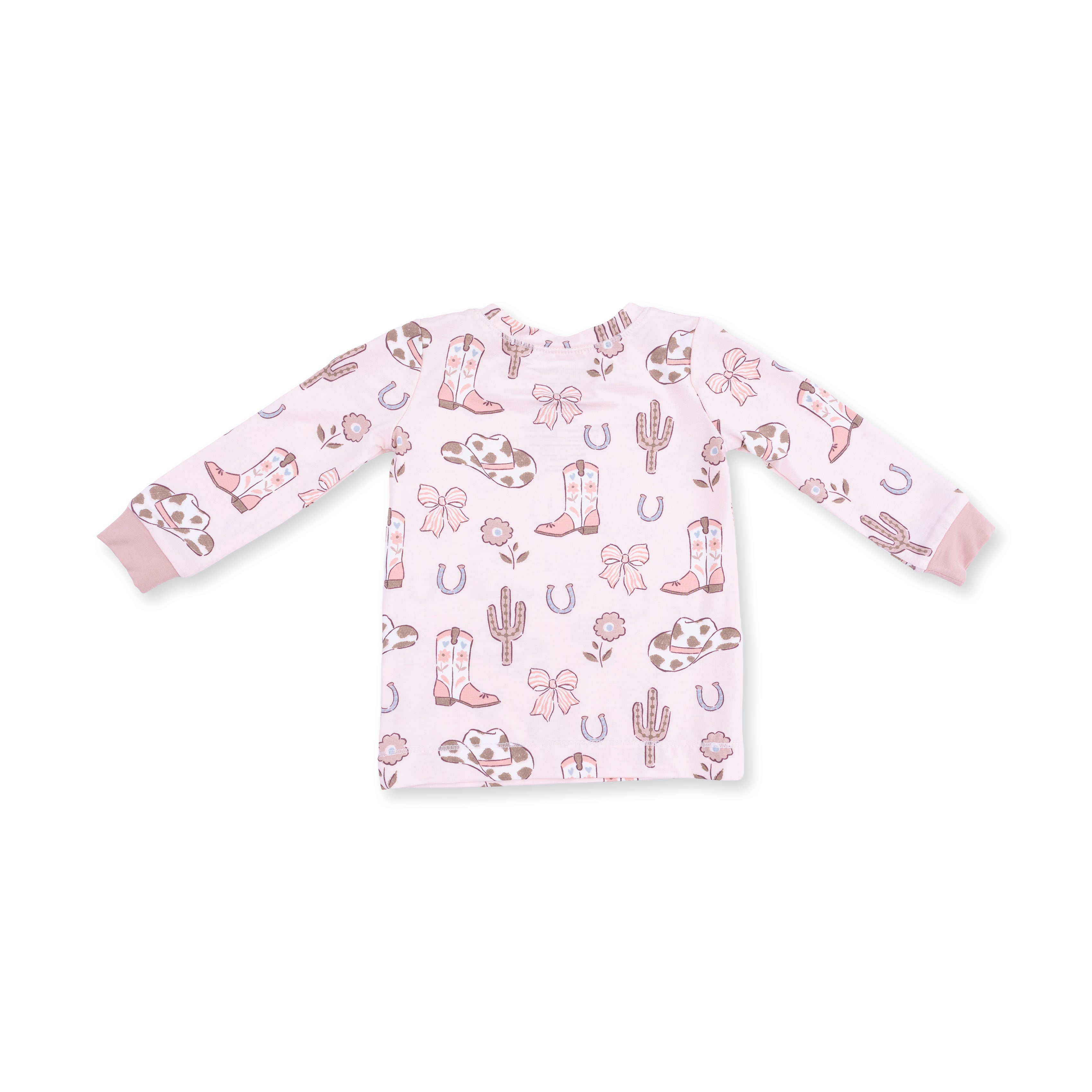 Long Sleeve Bamboo Loungewear Set - Cowgirl Boots and Bows