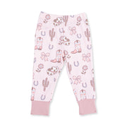 Long Sleeve Bamboo Loungewear Set - Cowgirl Boots and Bows