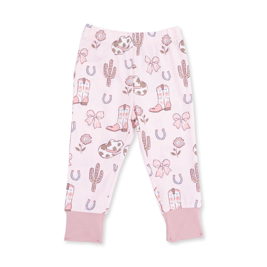 Long Sleeve Bamboo Loungewear Set - Cowgirl Boots and Bows