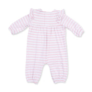 Ruffle Snap Sleeve Romper - Football Stripe