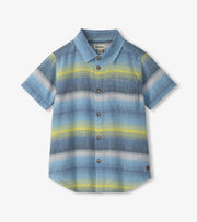Oxford Cotton Button Down Shirt - Lime Green Stripes