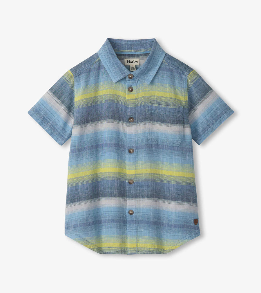 Oxford Cotton Button Down Shirt - Lime Green Stripes