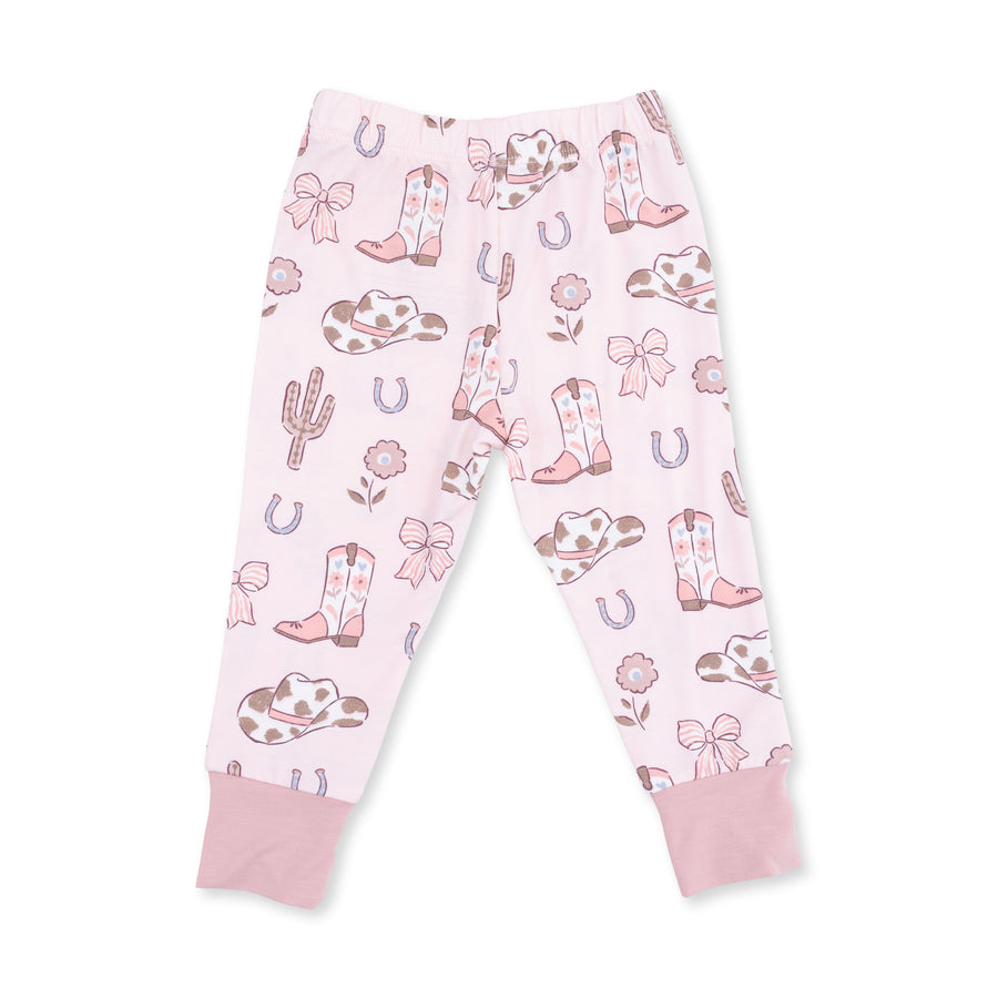Long Sleeve Bamboo Loungewear Set - Cowgirl Boots and Bows