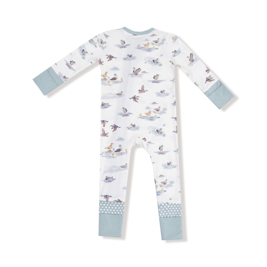 Bamboo Zipper Romper - Migrating Mallards