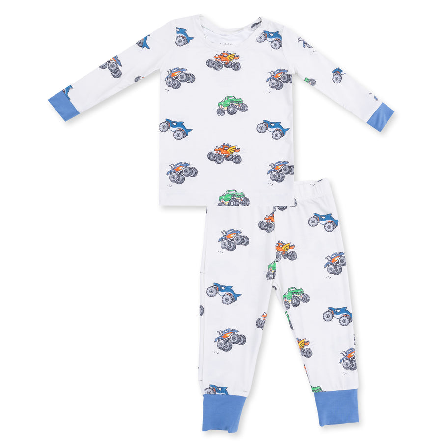 Long Sleeve Bamboo Loungewear Set - Monster Trucks