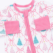 Bamboo Zipper Romper - Bow Trellis Tree