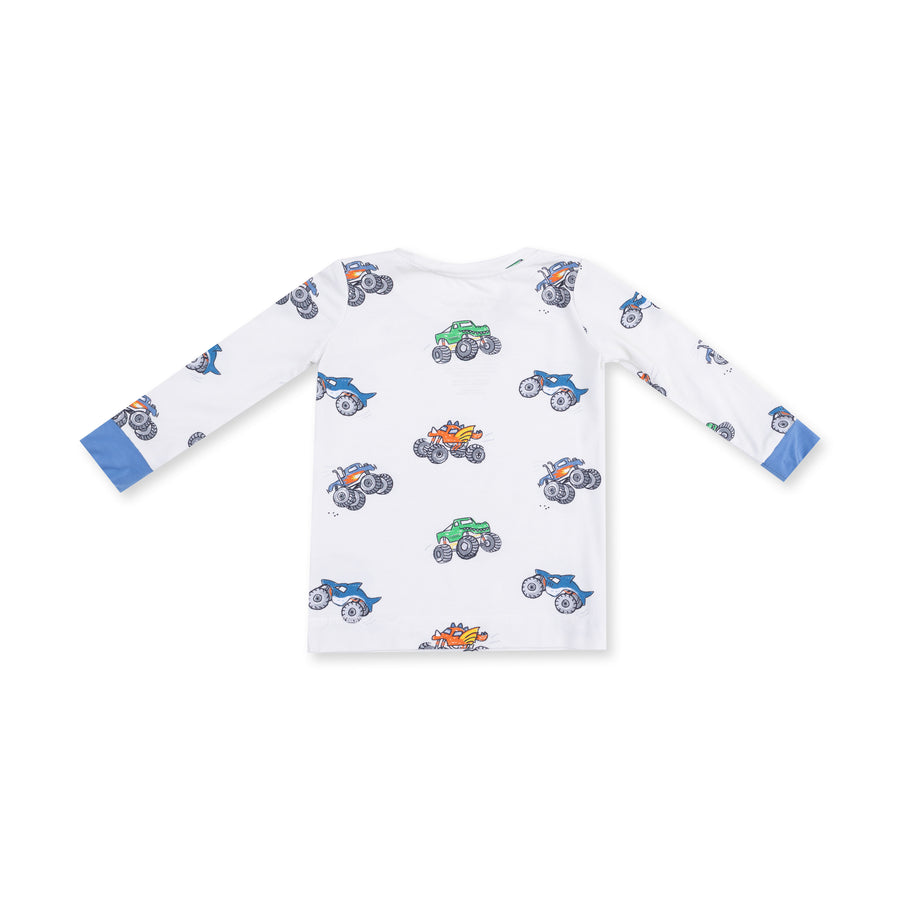 Long Sleeve Bamboo Loungewear Set - Monster Trucks