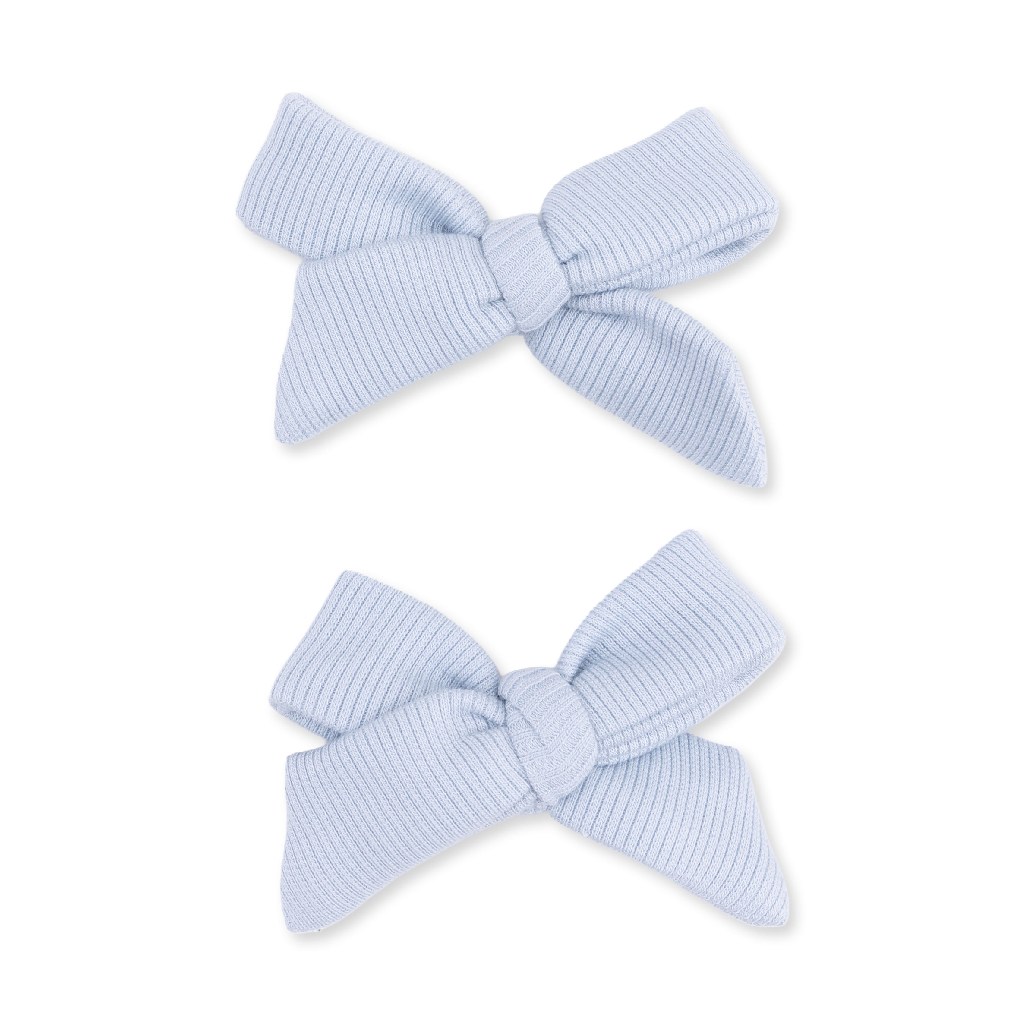 Bow Hair Clips (Set of 2) - Sheer Blue Rib