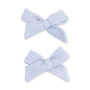 Bow Hair Clips (Set of 2) - Sheer Blue Rib