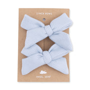 Bow Hair Clips (Set of 2) - Sheer Blue Rib