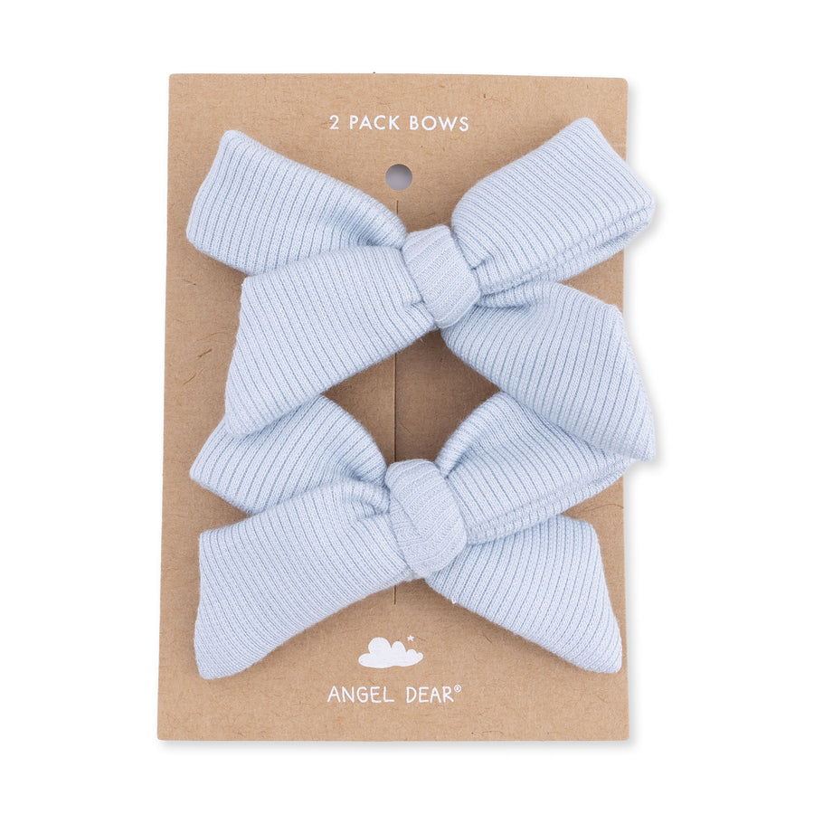 Bow Hair Clips (Set of 2) - Sheer Blue Rib