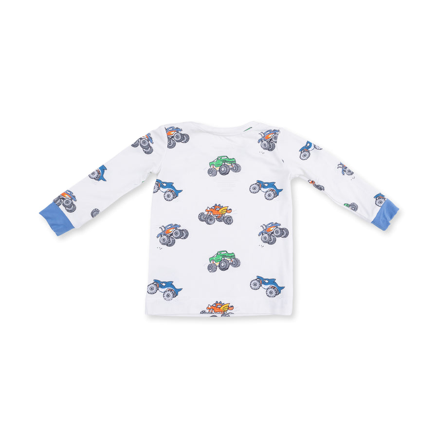 Long Sleeve Bamboo Loungewear Set - Monster Trucks